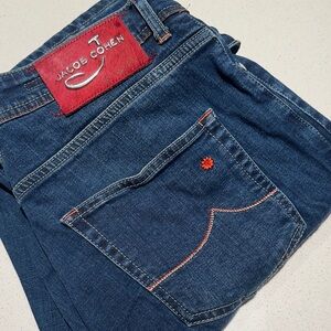 Jacob Cohen Dark Blue Denim Jeans with Red Accents